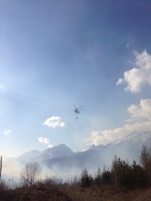 Při požáru byl nasazen i vrtulník